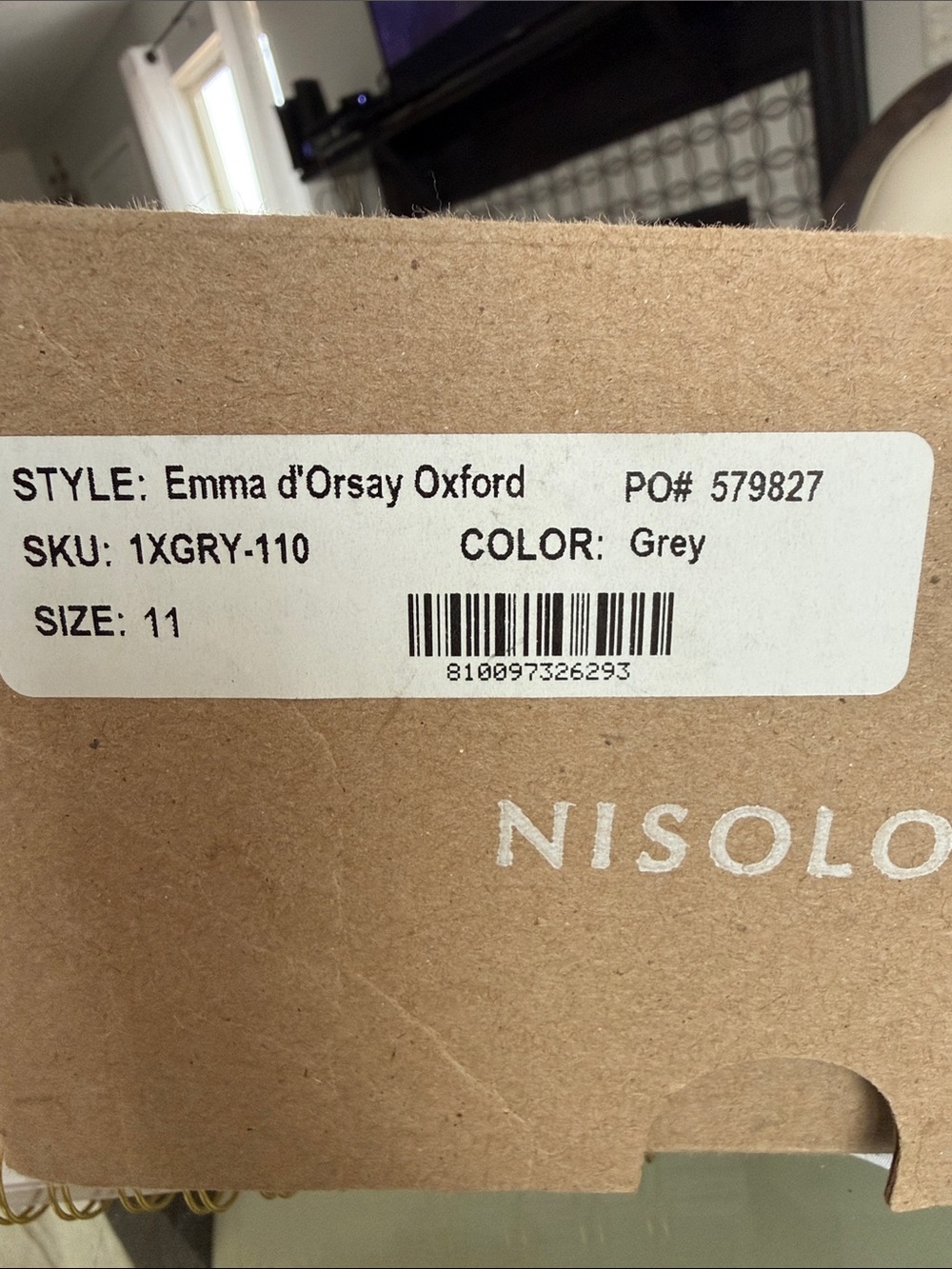 Nisolo Womans Emma d’ Orsay Charcoal Gray Leather Slip-On Loafers - Picture 2 of 4